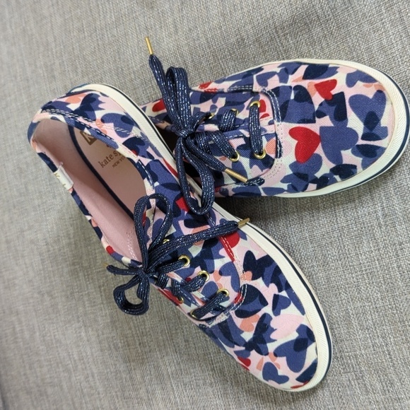 Keds Kate Spade Collab Sneakers Patriotic Red Blue Hearts Metallic Laces 5.5 - Picture 10 of 13